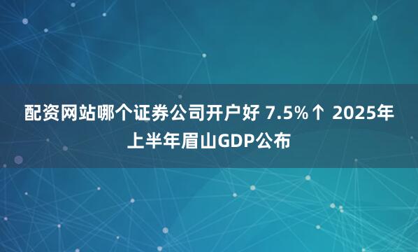 配资网站哪个证券公司开户好 7.5%↑ 2025年上半年眉山GDP公布