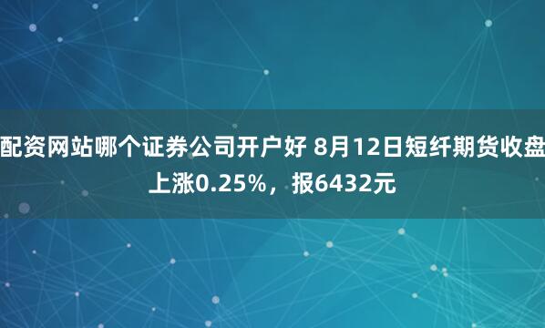 配资网站哪个证券公司开户好 8月12日短纤期货收盘上涨0.25%，报6432元
